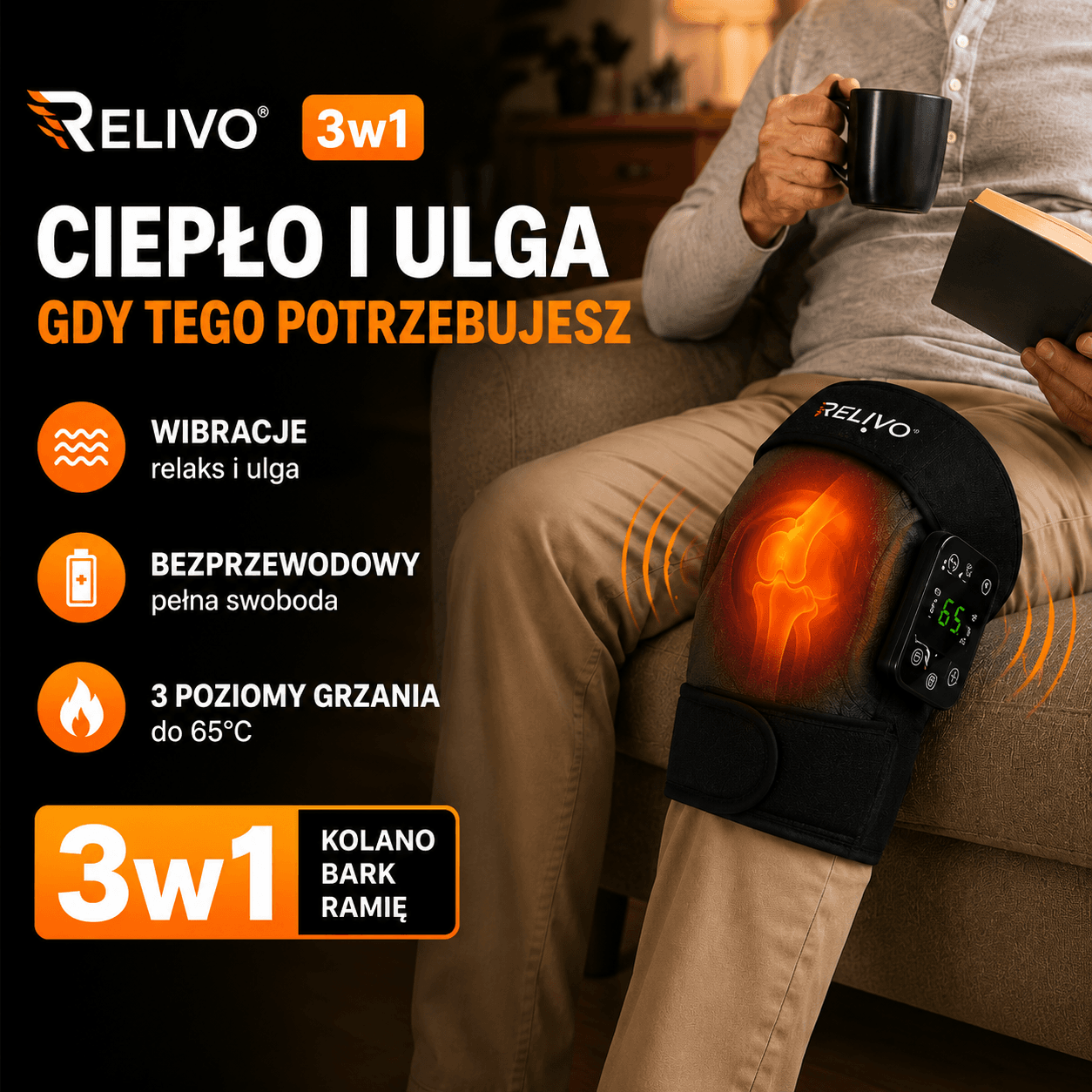 Relivo 3w1 – Ciepło i Masaż dla Zmęczonych Stawów
